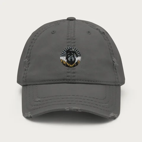 Distressed Dad Hat with the Bumba dog badge