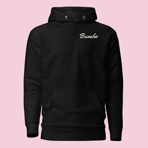 Premium Hoodie with the Bumba Original Bumba dog badge