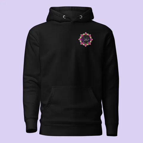Premium Hoodie with the Disco Bumba Bumba dog badge